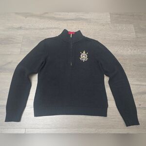 Lauren Ralph Lauren Black Sweater with Embroidered Crest